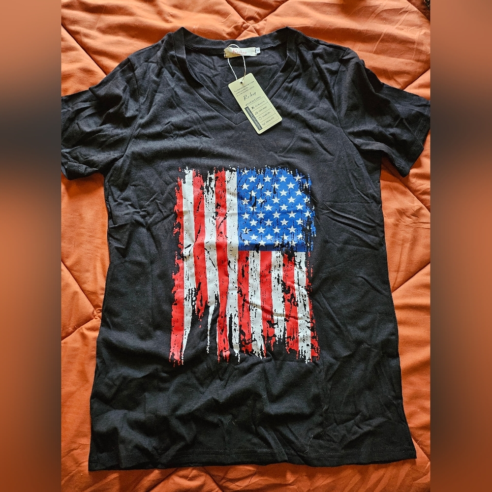 Black American Flag Women's Short Sleeve Tee